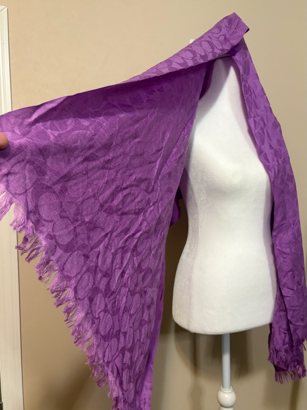 COACH Purple Women's Fashion Scarf - Lightweight Stylish Wrap - Picture 6 of 6